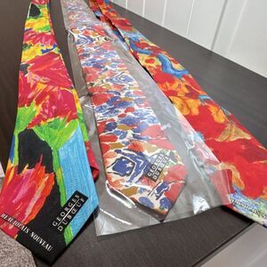 Georges Dubœuf & Wolfmark Multicolor Abstract Men's Ties Lot of 3 Classic